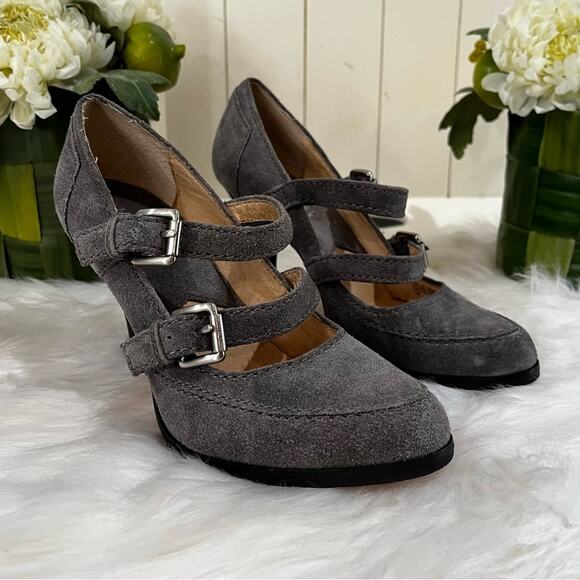 Michael Kors Suede Leather Double Strap Platform High Heel Mary Jane’s Gray 5.5 - Picture 6 of 16